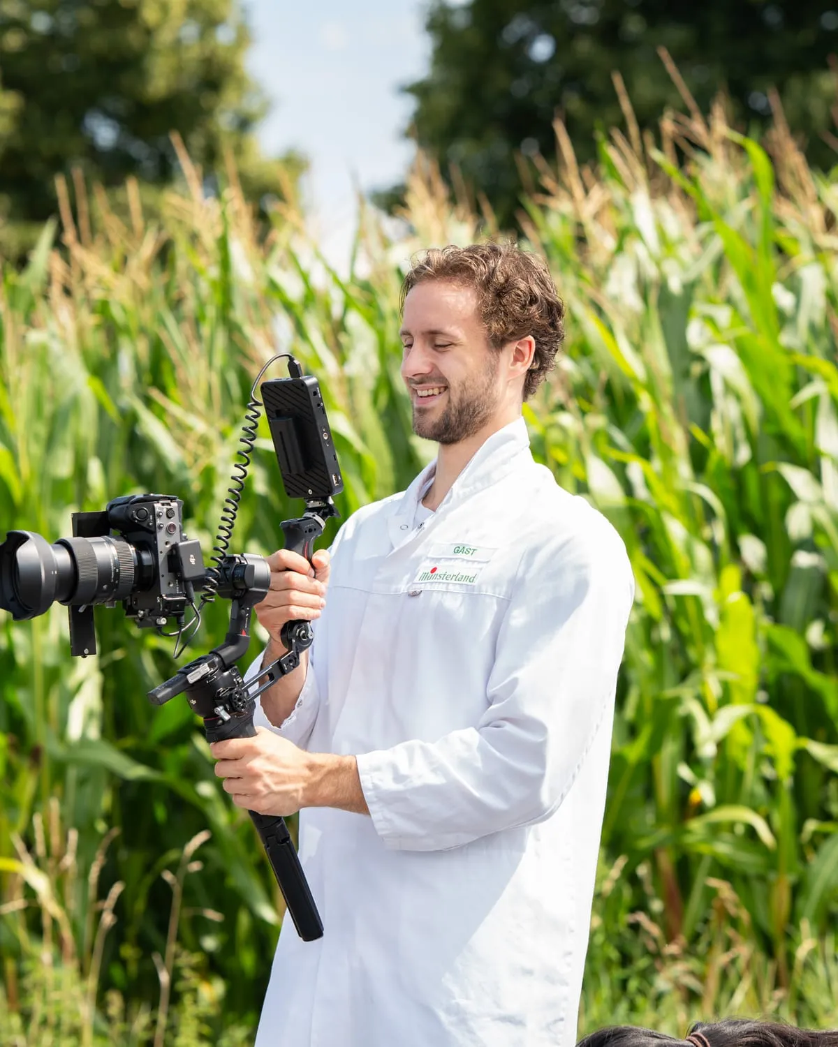 Videodreh mit Gimbal im Maisfeld für das Münsterland
