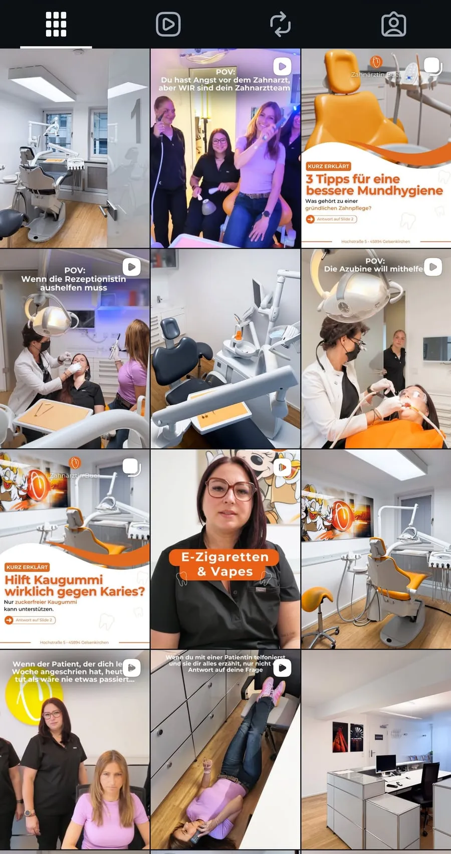 Instagram Profil einer Zahnarztpraxis, betreut von That’s it. Marketing